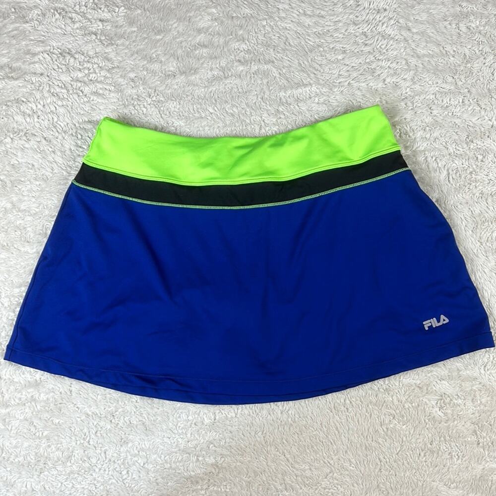 Fila neon green and blue athletic skort, size Large
